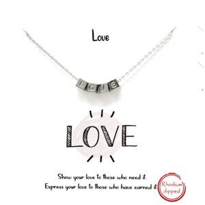 Sliding Love Letter Blocks Necklace in Silver NEW